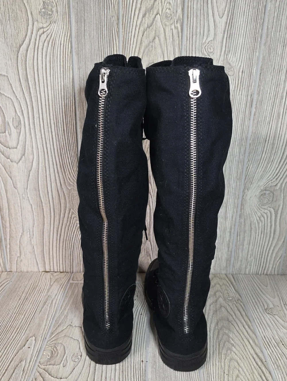 Converse All Star XX-Hi Boots Triple Black Knee High Lace Up Canvas Sneakers
